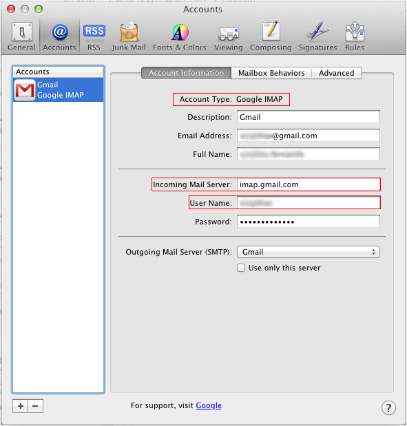 mac mail imap settings